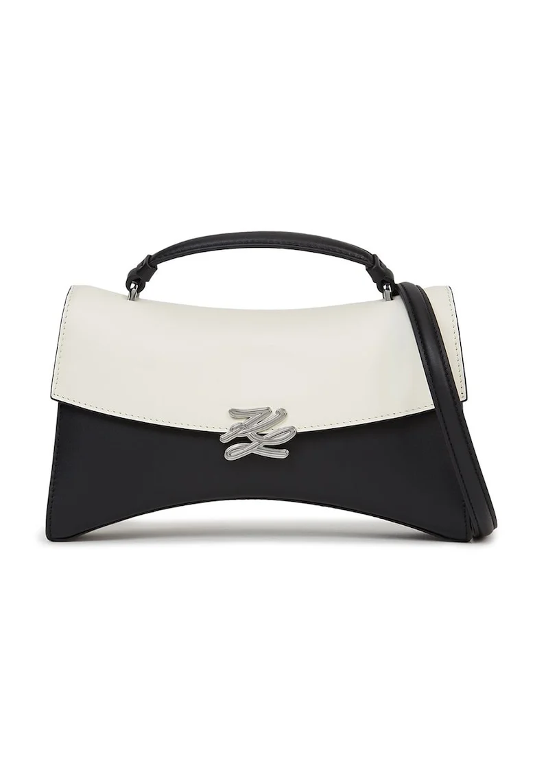 Geanta crossbody din piele cu model in doua tonuri Autograph, Alb murdar/Black Onyx