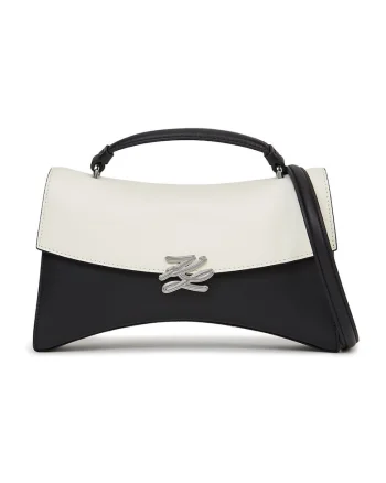 Geanta crossbody din piele cu model in doua tonuri Autograph, Alb murdar/Black Onyx