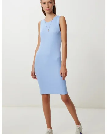 Rochie mini, Happiness Istanbul, bodycon, elastic, albastru, lycra