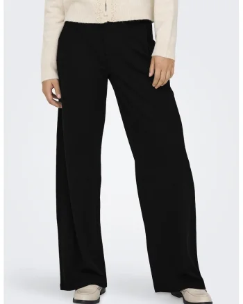 Pantaloni cu croiala ampla si talie inalta, Negru