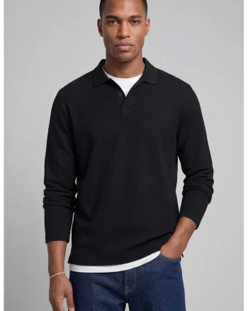 Bluza polo uni regular fit, Negru