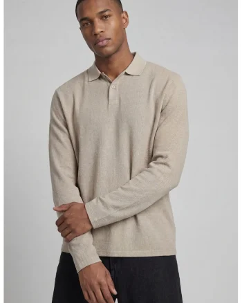 Bluza polo uni regular fit, Bej inchis