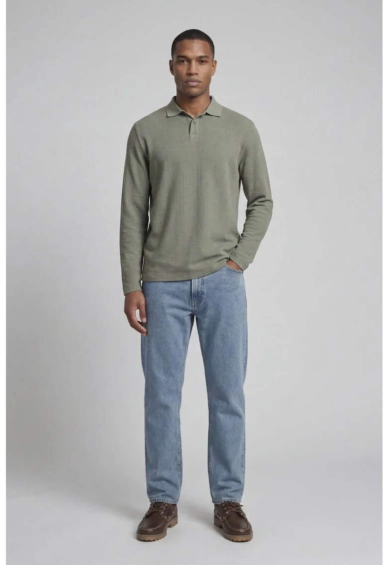 Bluza polo uni regular fit, Verde stins