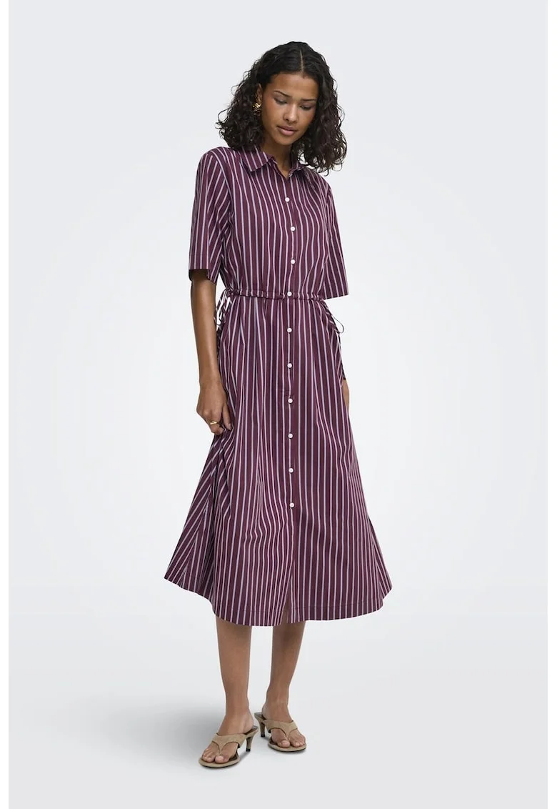 Rochie-camasa evazata cu dungi, Lila/Violet pruna