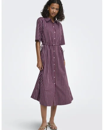 Rochie-camasa evazata cu dungi, Lila/Violet pruna