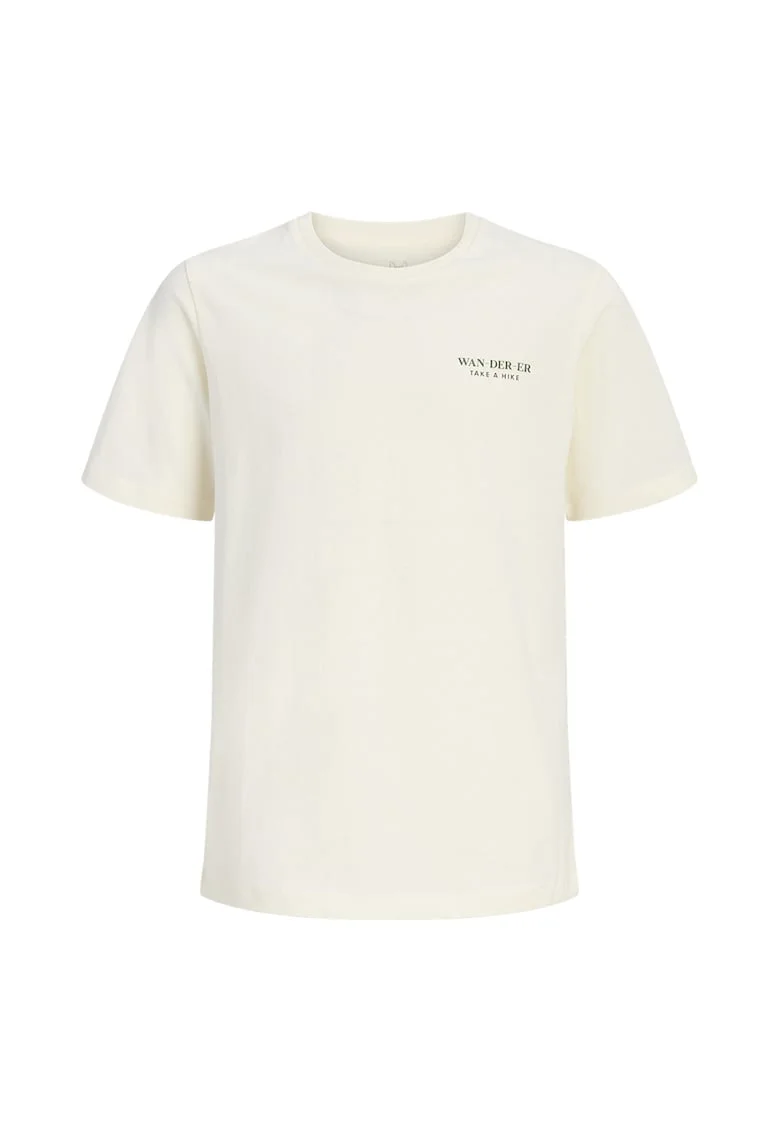 Tricou de bumbac cu imprimeu pe spate, Alb fildes