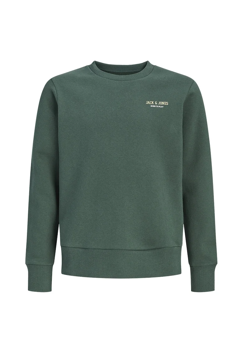Bluza de trening din amestec de bumbac cu imprimeu pe spate, Verde smarald
