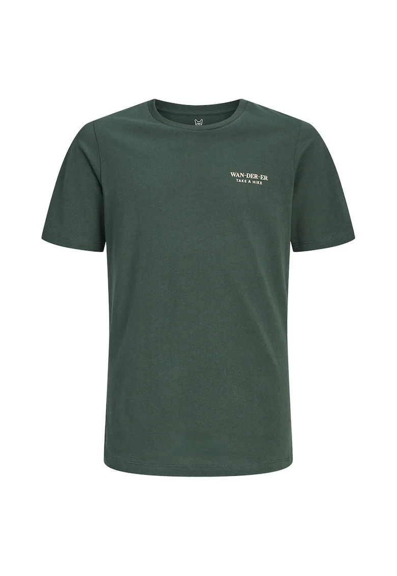 Tricou de bumbac cu imprimeu pe spate, Verde smarald