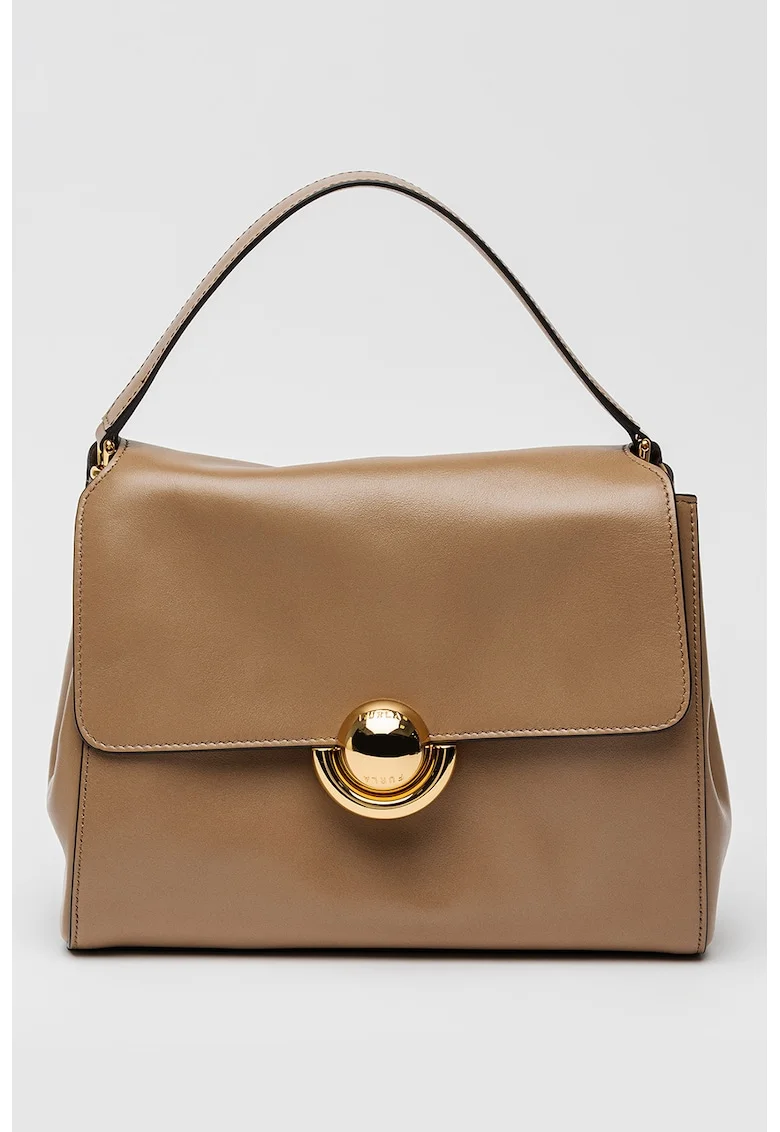 Geanta crossbody din piele cu bareta ajustabila Domus, Maro deschis
