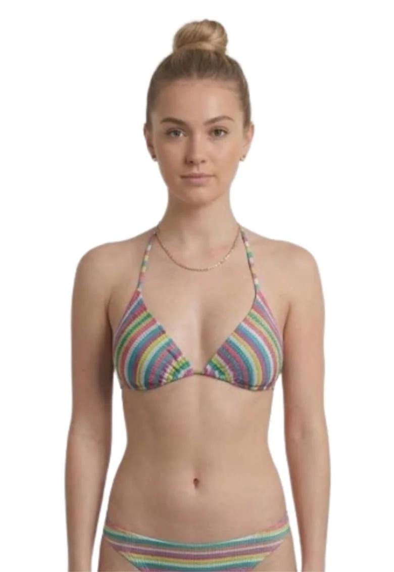 Sutien de baie triunghiular cu model cu dungi,