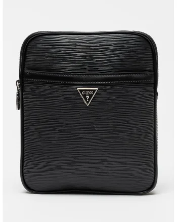 Geanta crossbody cu striatii de piele ecologica, Black Onyx