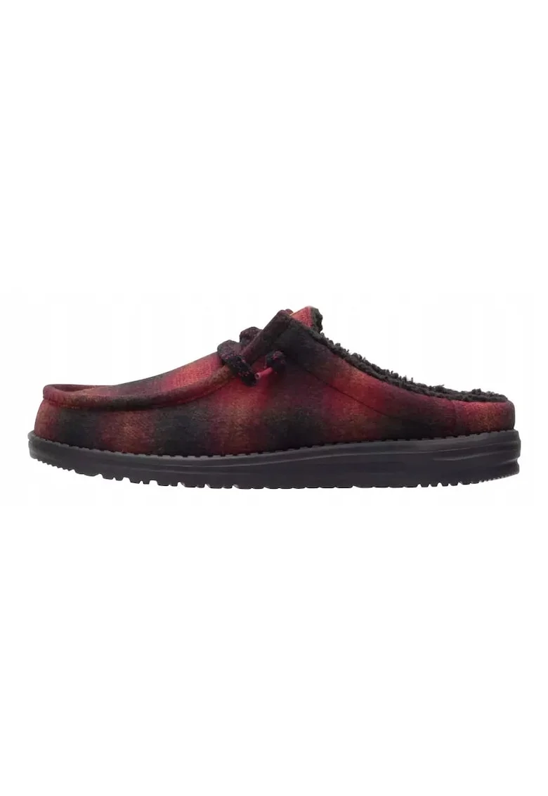 Mocasini barbati, Hey Dude, Wally Slip Cozy Plaid, rosu-negru, Rosu