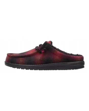Mocasini barbati, Hey Dude, Wally Slip Cozy Plaid, rosu-negru, Rosu