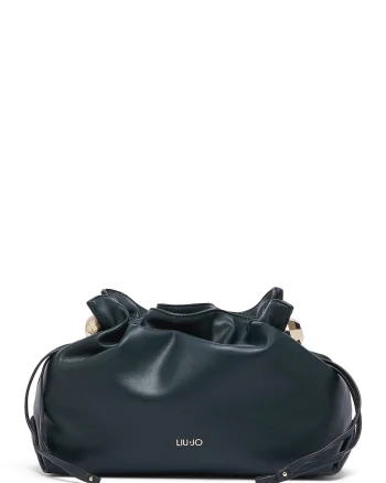 Geanta crossbody de piele ecologica cu snur, Albastru oceanic