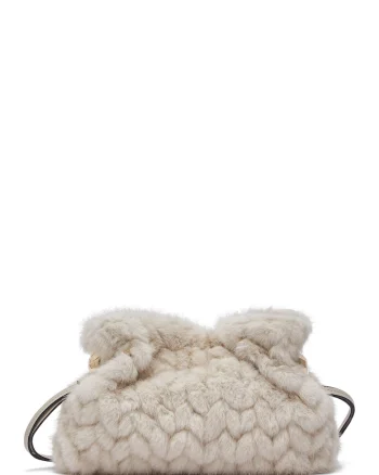 Geanta crossbody cu aspect pufos, Bej
