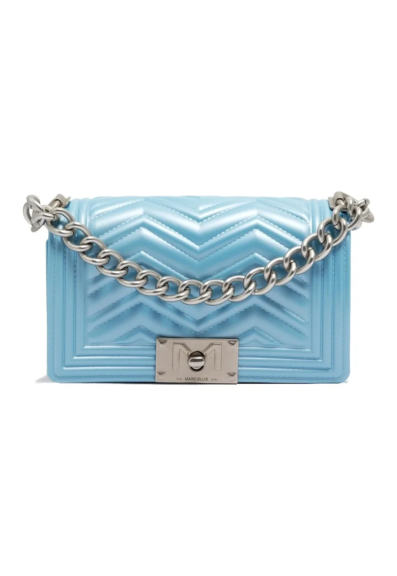 Geanta crossbody cu logo, Albastru azur/Argintiu