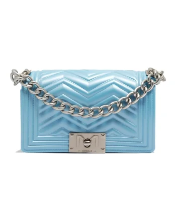Geanta crossbody cu logo, Albastru azur/Argintiu