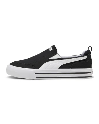 Pantofi sport Vulc slip-on cu model unisex, Alb/Negru