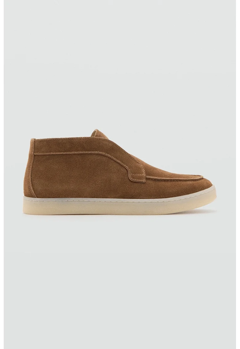 Ghete slip-on din piele intoarsa, Maro deschis