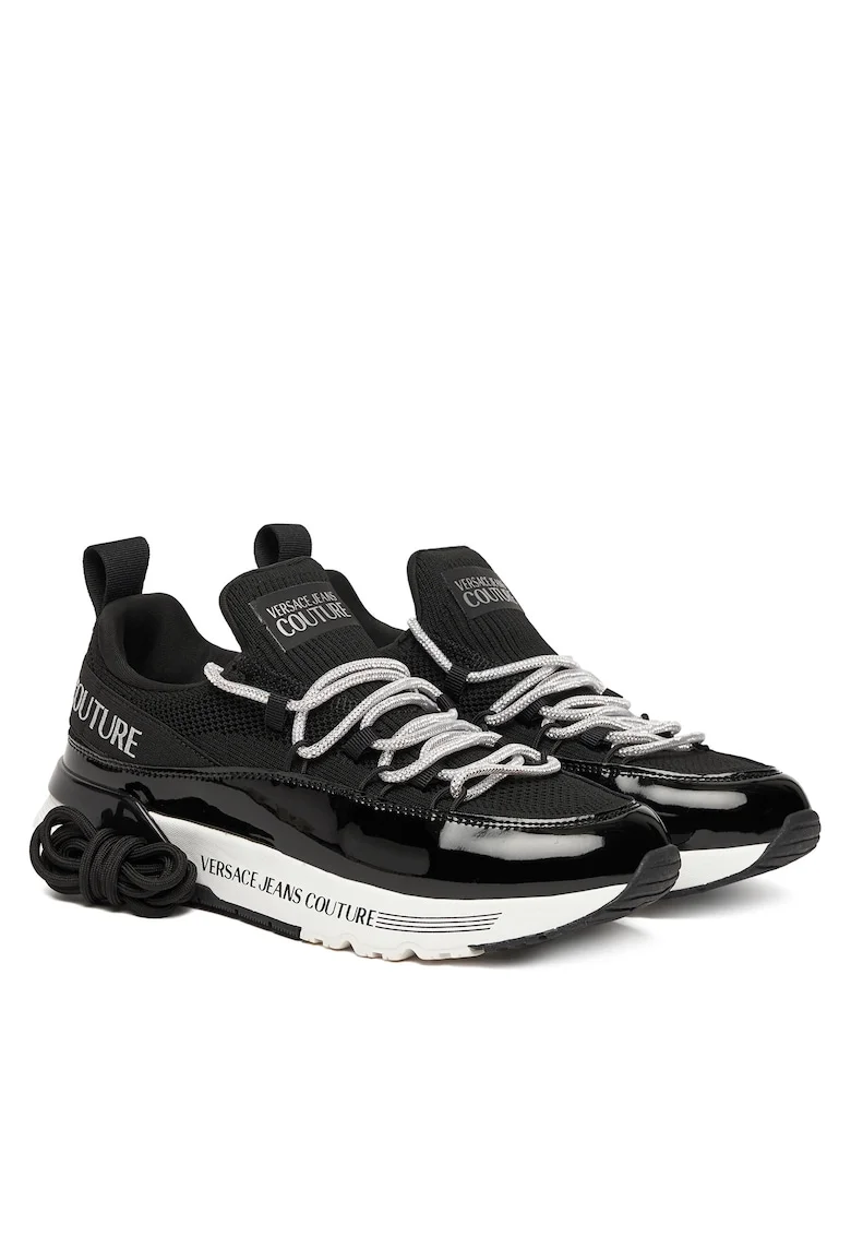 Pantofi sport slip-on cu imprimeu logo, Negru