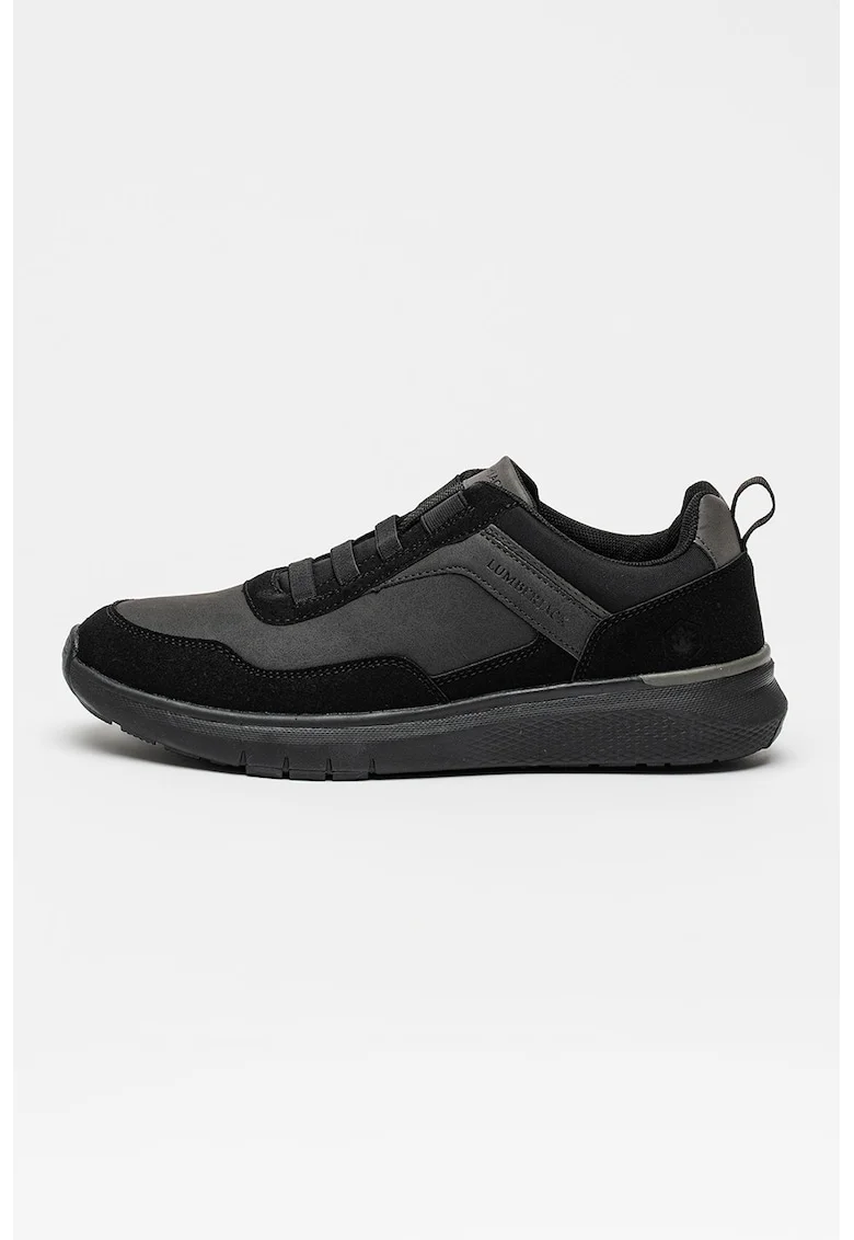 Pantofi sport slip-on cu logo, Negru/Gri antracit