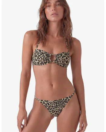 Slip cu model animal print si fir metalizat, Maro/Crem