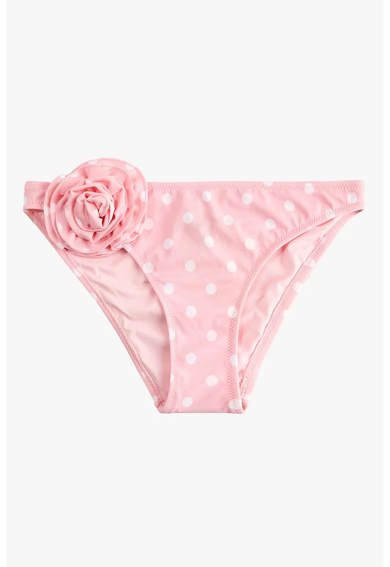Slip cu buline si aplicatie cu trandafir, Alb/Roz pastel