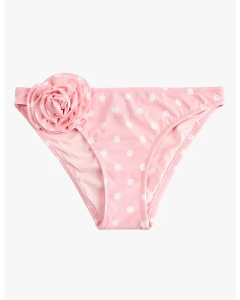Slip cu buline si aplicatie cu trandafir, Alb/Roz pastel