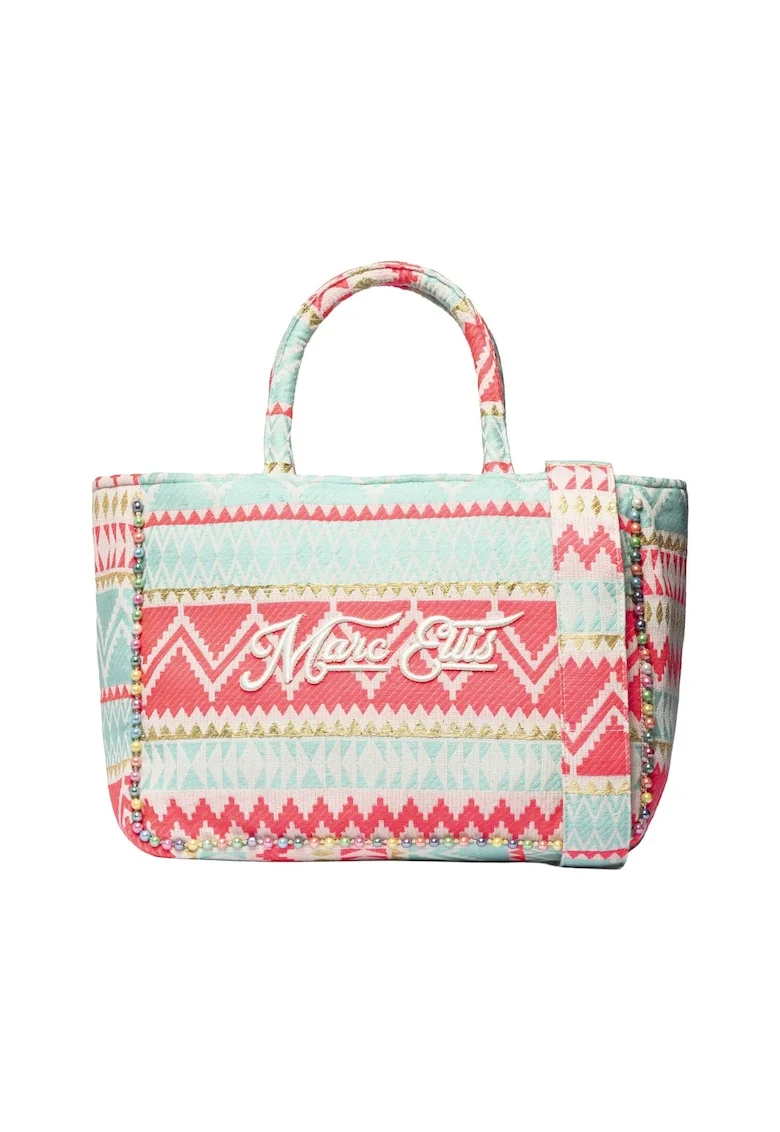 Geanta cu maner si logo Fast, Coral/Albastru glaciar