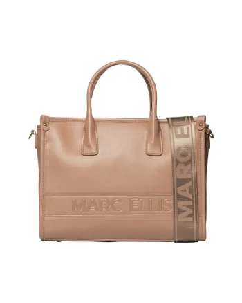 Geanta tote din piele ecologica cu logo, Maro camel