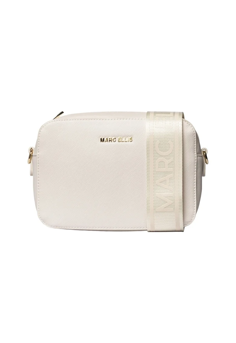Geanta crossbody din piele ecologica cu bareta detasabila cu logo Deep, Ecru