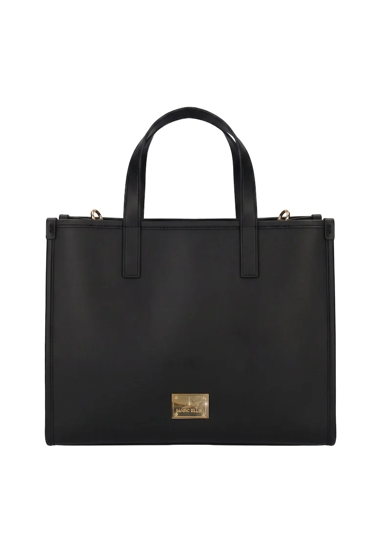 Geanta tote din piele ecologica Plat, Negru/Auriu deschis