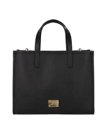 Geanta tote din piele ecologica Plat, Negru/Auriu deschis