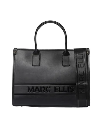 Geanta tote din piele ecologica cu logo, Negru