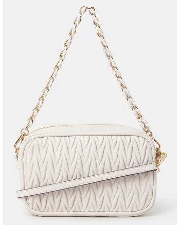 Geanta crossbody de piele ecologica, Crem