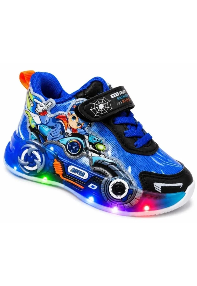 Pantofi sport cu lumini LED, Model Carting, Albastru, Marimea