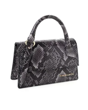Geanta crossbody de piele ecologica cu animal print, Negru/Alb murdar