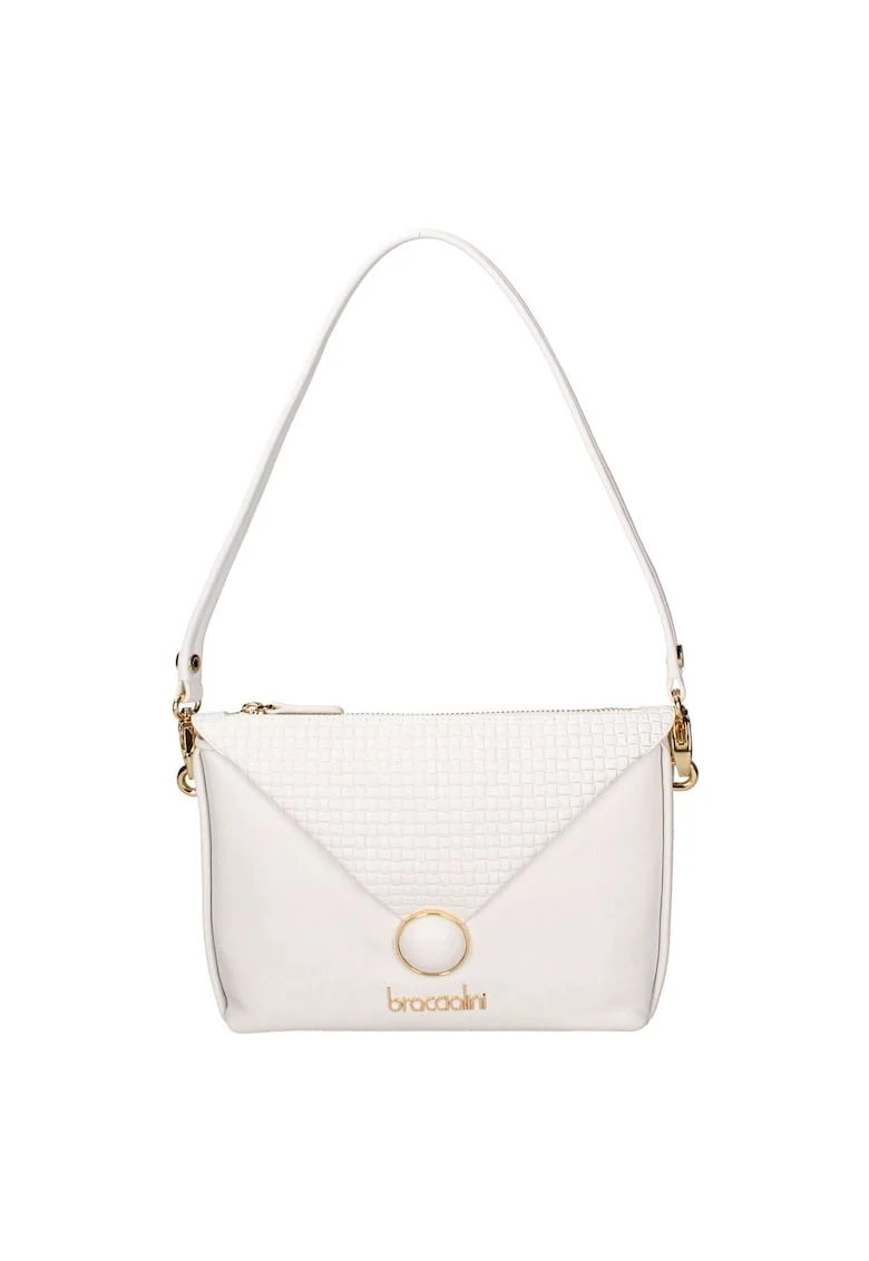 Geanta crossbody din piele cu bareta din lant 207979, Alb