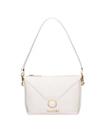 Geanta crossbody din piele cu bareta din lant 207979, Alb