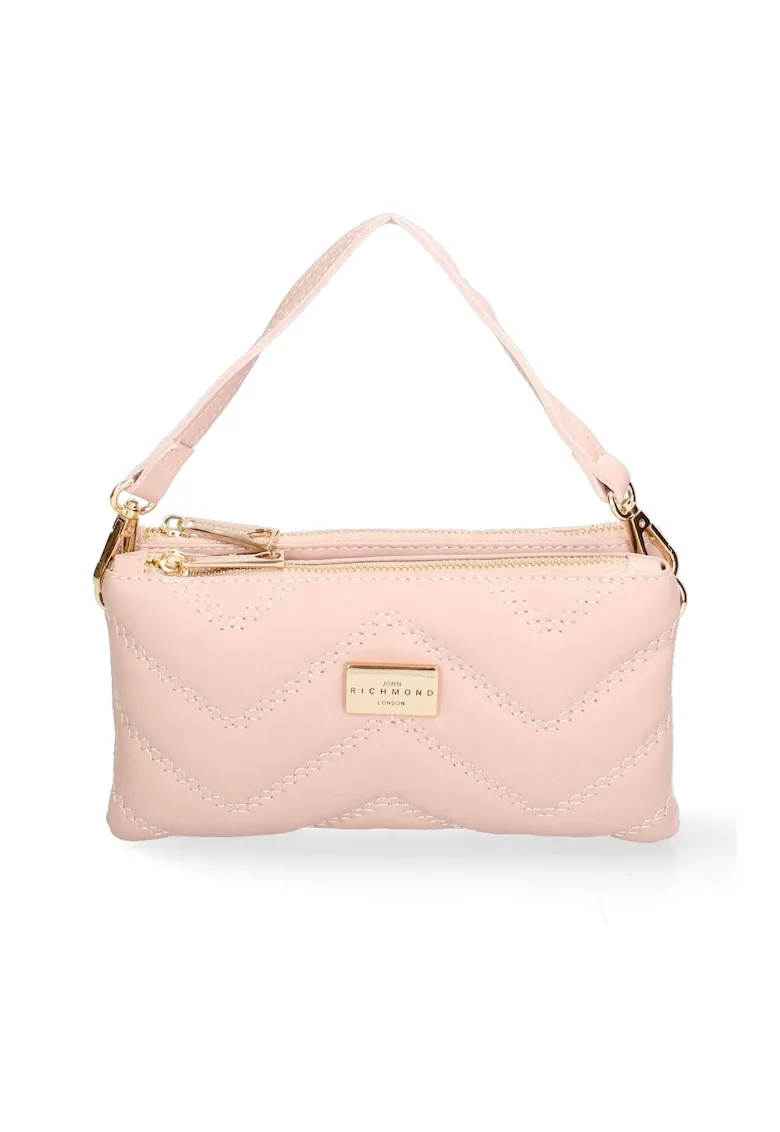 Geanta crossbody din piele cu logo, Auriu/Roz