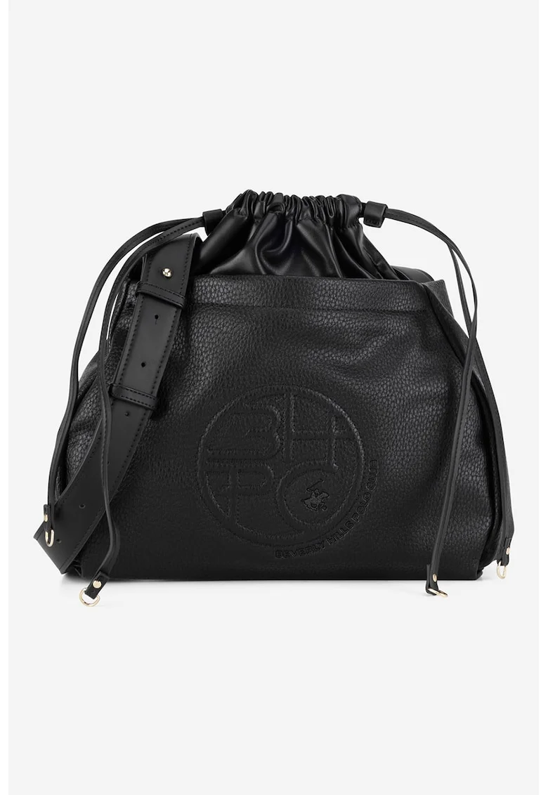 Geanta crossbody din piele ecologica cu snur de ajustare, Negru