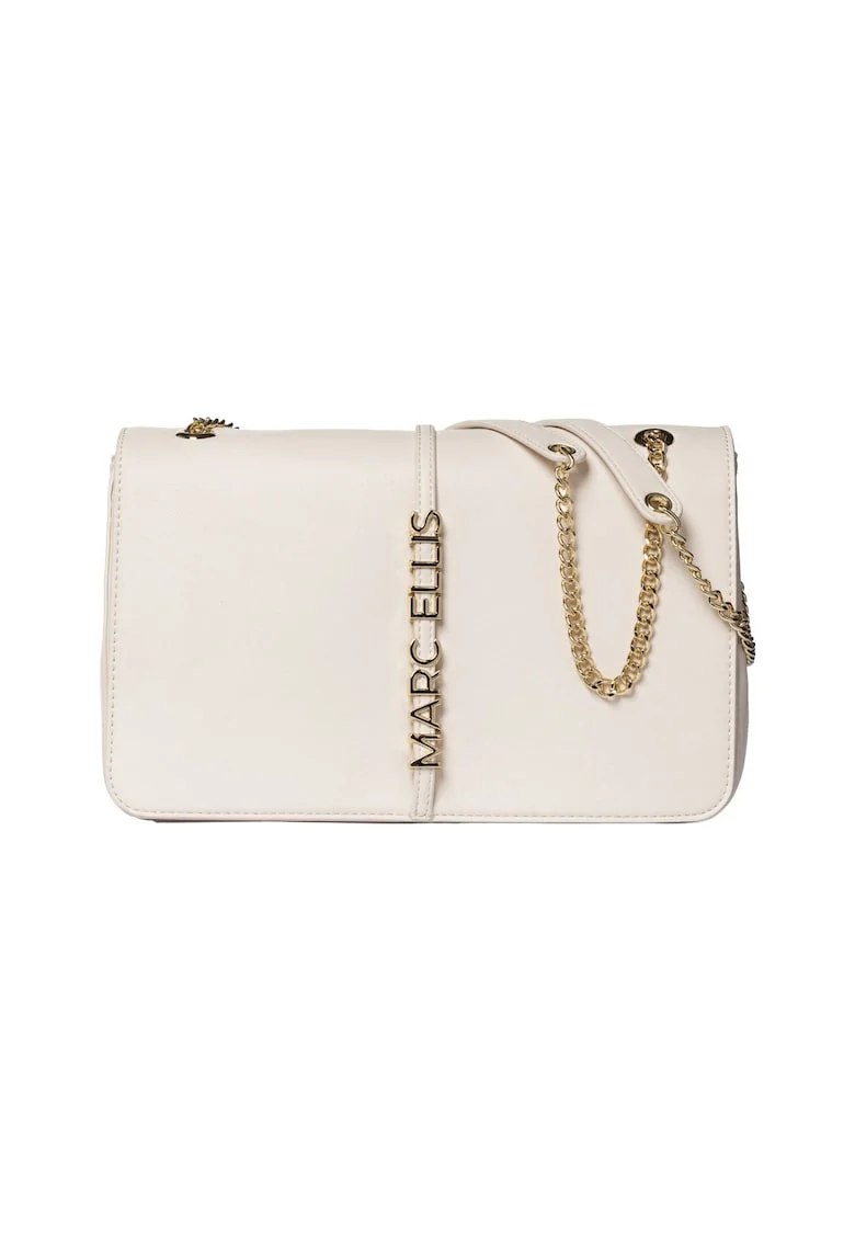 Geanta crossbody din piele ecologica cu logo Deep, Alb
