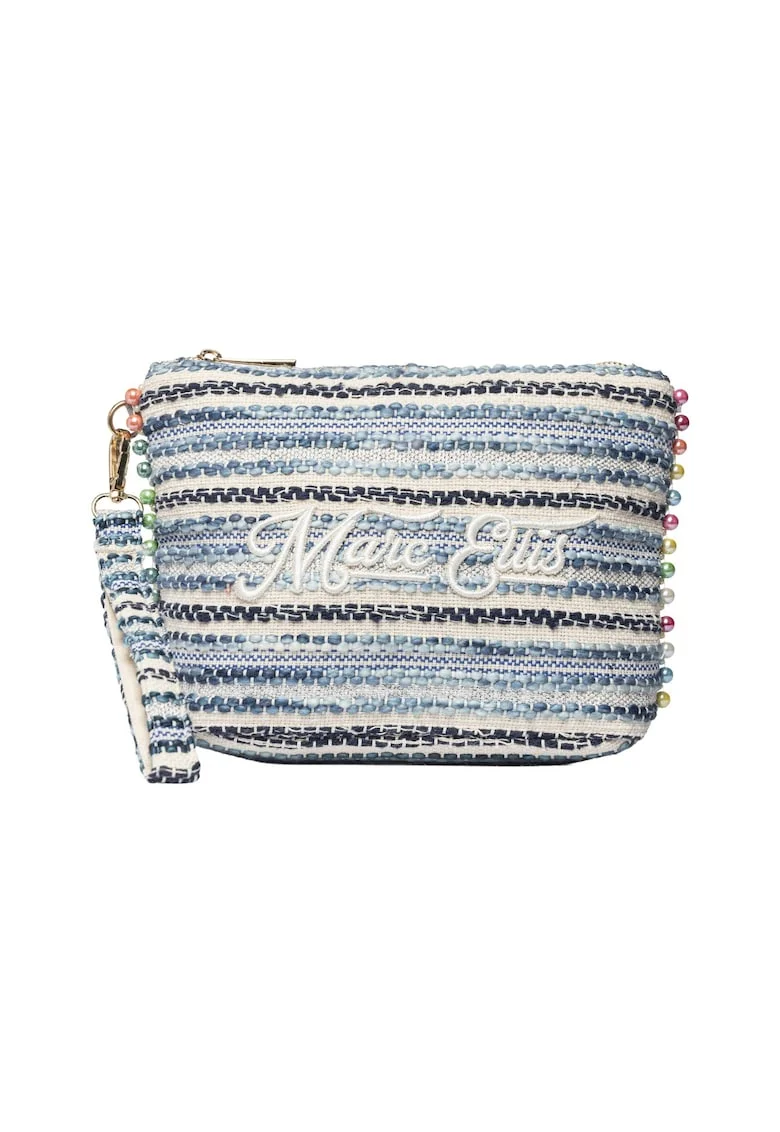 Geanta-etui din material textil cu logo brodat, Albastru deschis