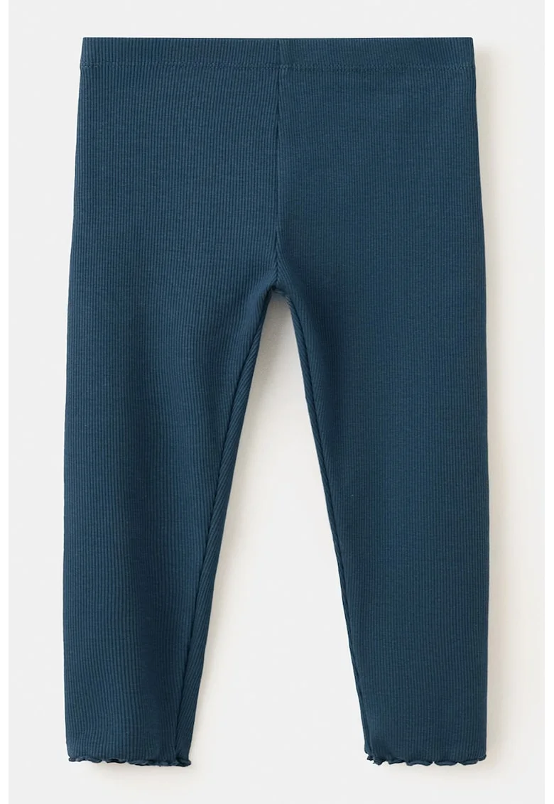 Colanti striati cu talie elastica si model uni, Albastru gentian