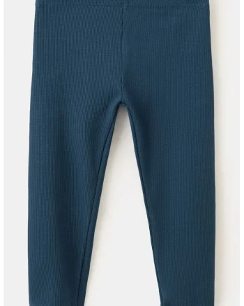 Colanti striati cu talie elastica si model uni, Albastru gentian