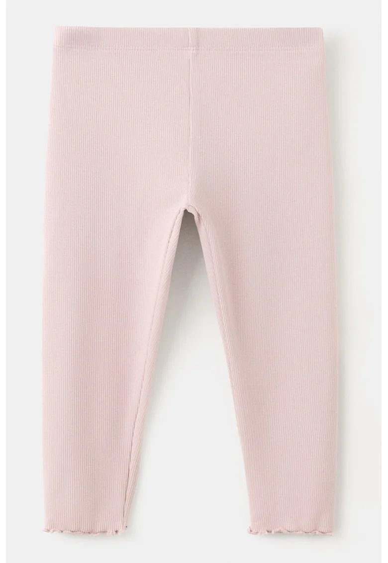 Colanti striati cu talie elastica si model uni, Roz deschis
