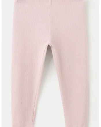 Colanti striati cu talie elastica si model uni, Roz deschis