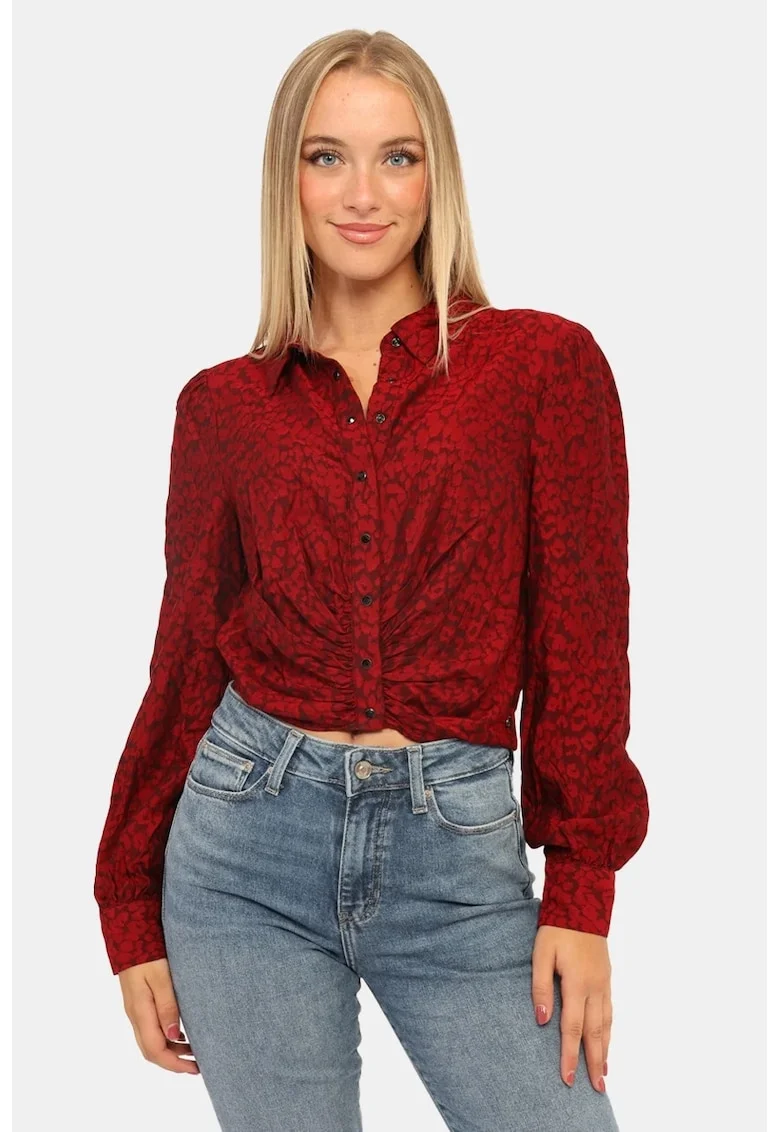 Camasa crop cu inchidere cu capse VENERE W3BH76, Rosu