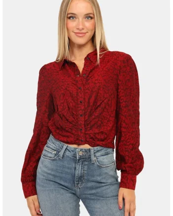 Camasa crop cu inchidere cu capse VENERE W3BH76, Rosu