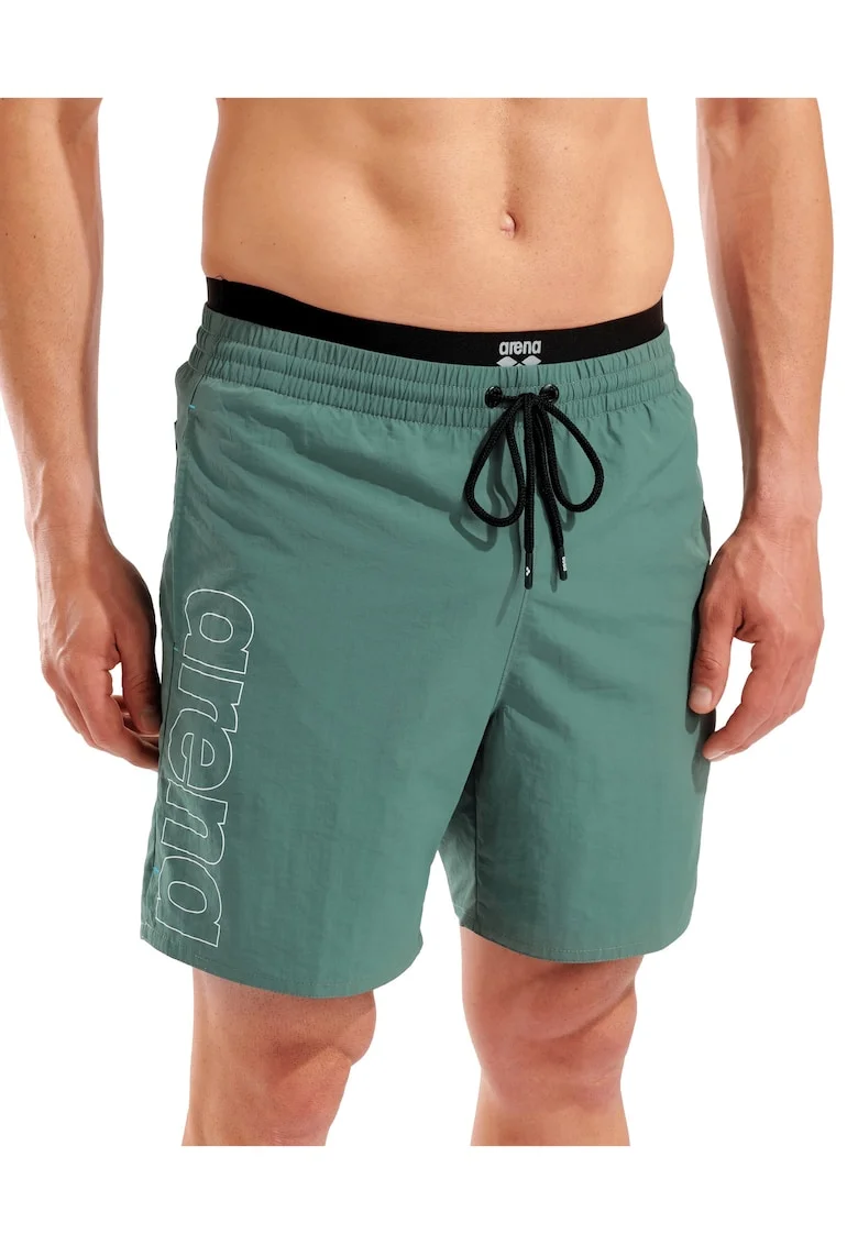 Pantaloni scurti de baie cu imprimeu logo Beach Boxer, Verde